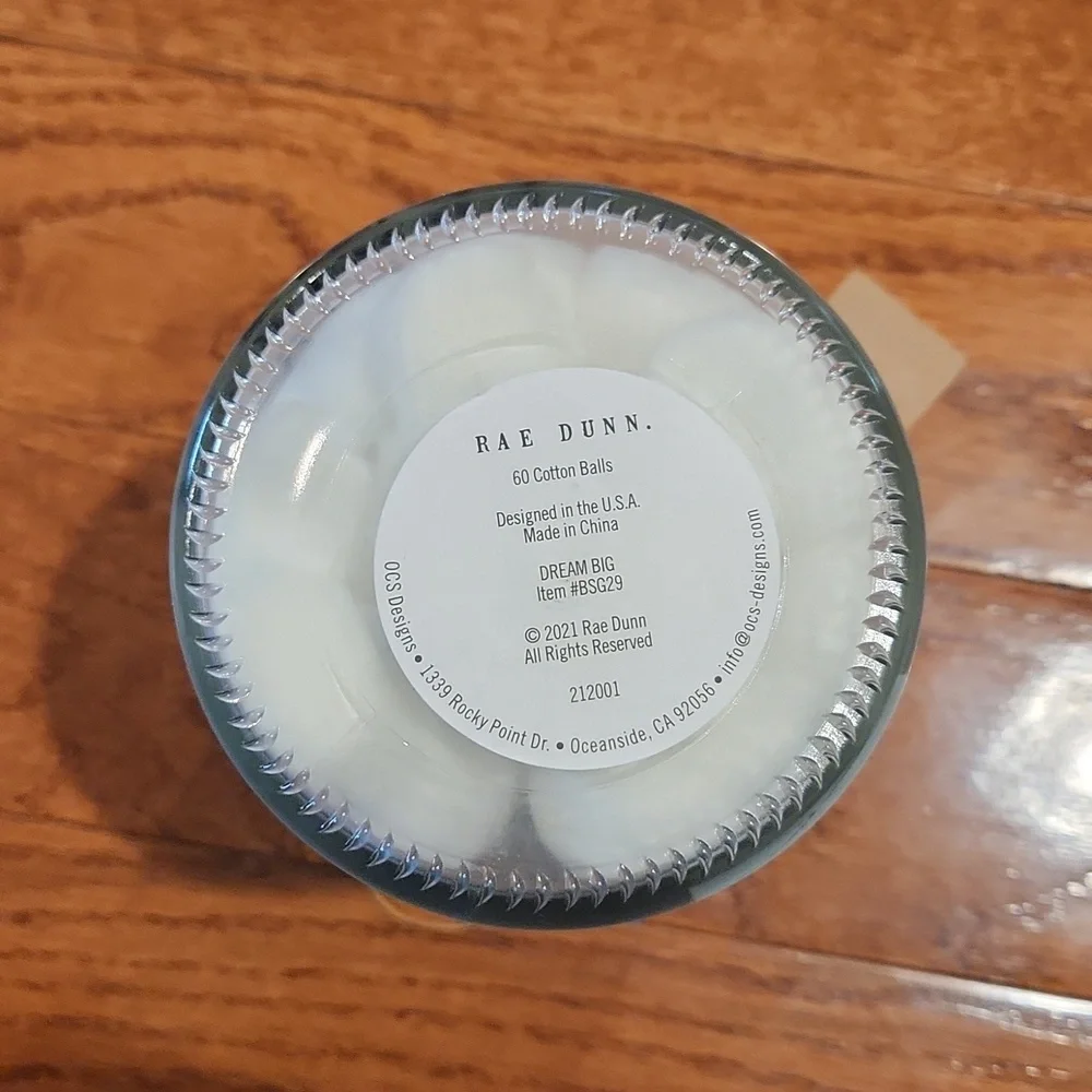 New Rae Dunn 60 Cotton Balls and 80 Elastic Hair Bands in Jars